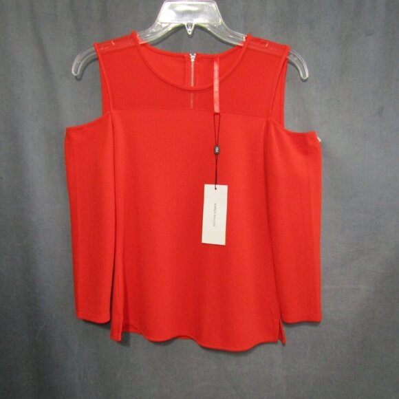 Karen Millen Orange Knit Cold Shoulder Fitted Top Size US 6 Stretch New Tag - Picture 11 of 11
